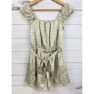 Altard State Floral Print Off Shoulder Romper Shorts Tie‎ Waist S